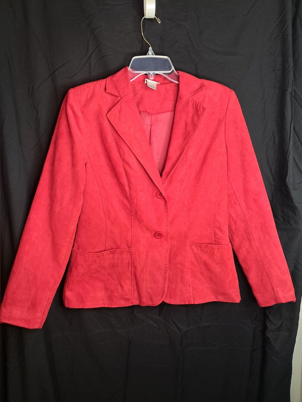 Kim Rogers Signature Red Faux Suede Blazer Jacket Medium
